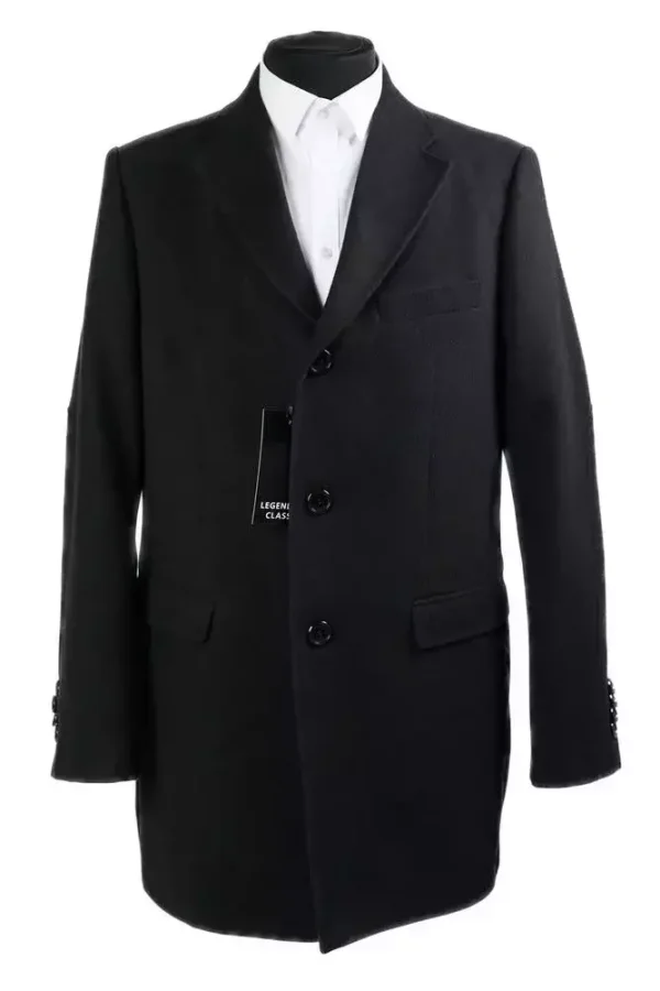 Пальто чоловіче чорне однотонне осінь-зима