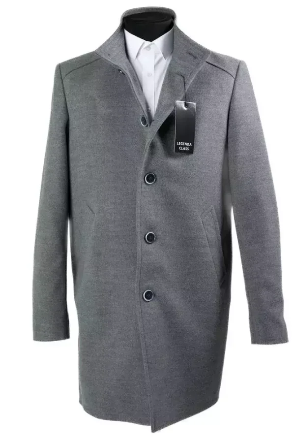 Пальто чоловіче сіре однотонне осінь-зима