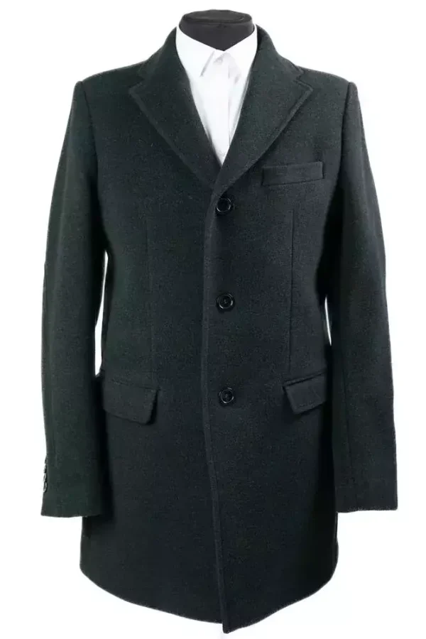 Пальто чоловіче зелене однотонне
