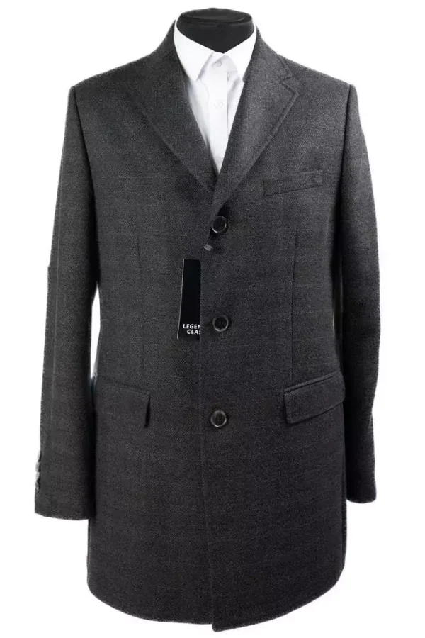 Пальто чоловіче чорне в клітинку