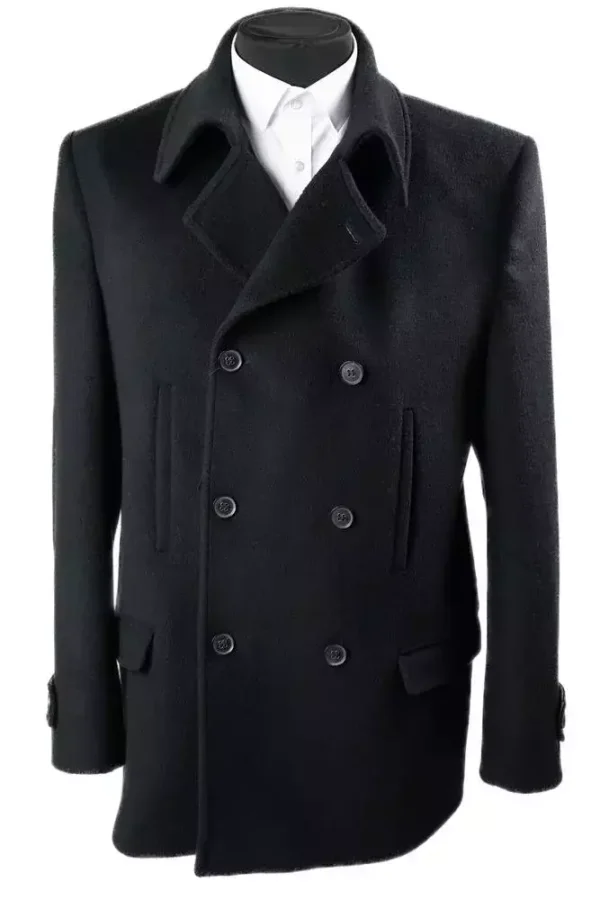 Куртка чоловіча чорна однотонна з вовни осінь-зима