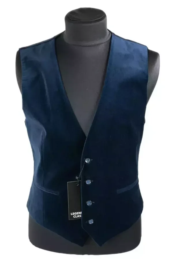 Жилетка чоловіча синя однотонна з велюру