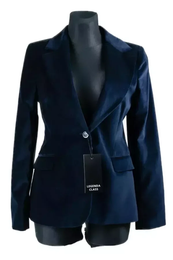 Піджак жіночий синій однотонний з велюру