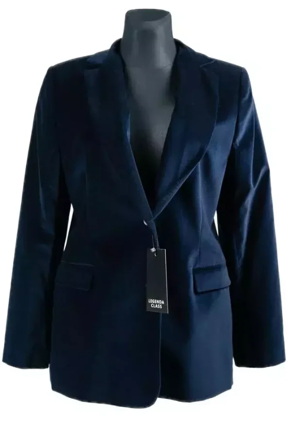 Піджак жіночий синій однотонний з велюру
