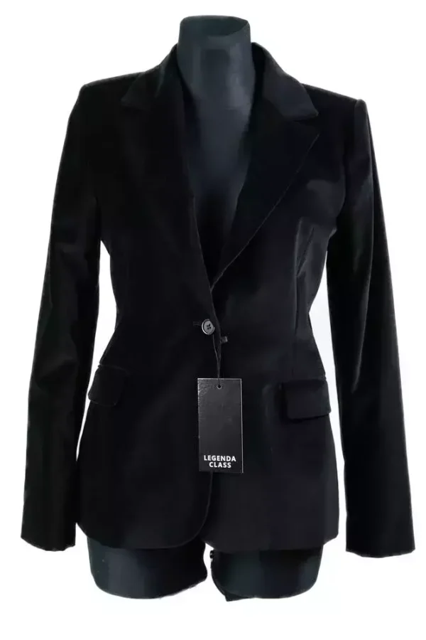 Піджак жіночий чорний однотонний з велюру