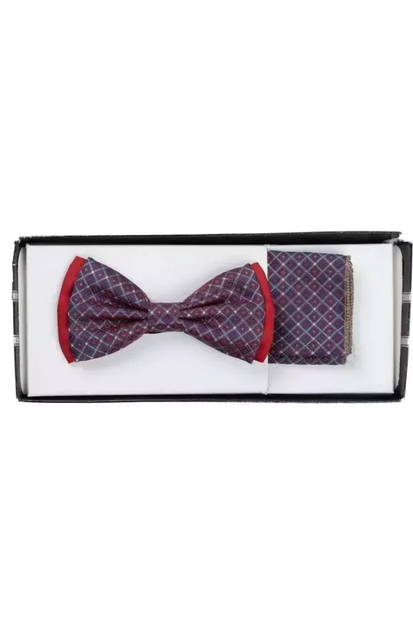 Комплект підтяжок і метелика фіолетовий в клітинку