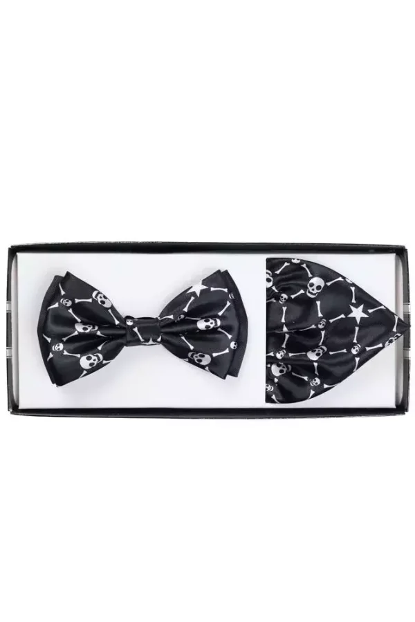 Комплект підтяжок і метелика чорний в крапку