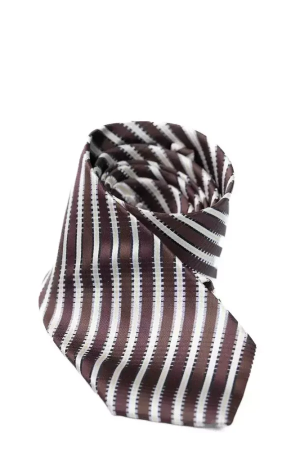 Краватка коричнева у смужку довжина 150 см, ширина 8 см