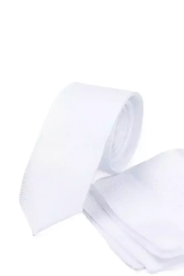 Краватка біла однотонна довжина 145 см, ширина 5.5 см