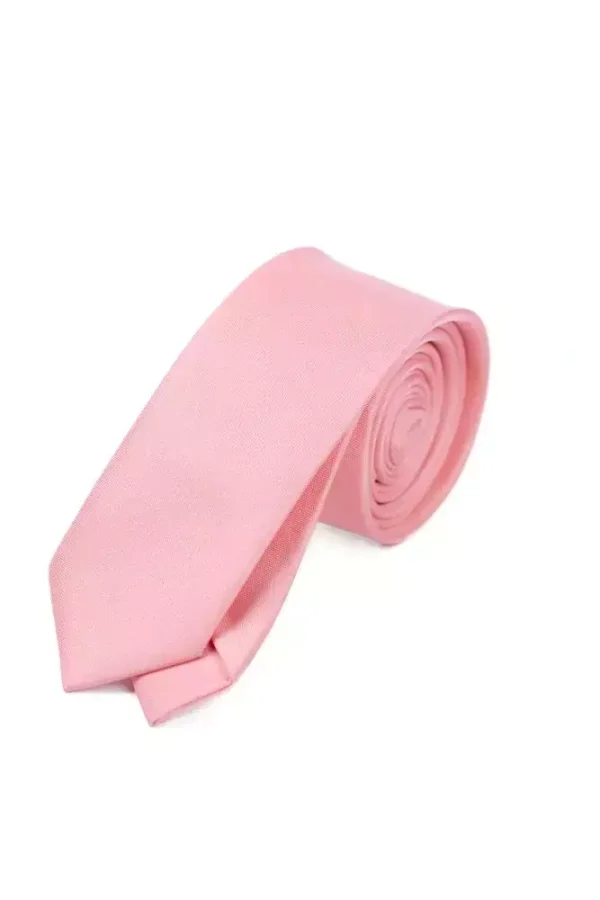 Краватка рожева однотонна довжина 140 см, ширина 5 см