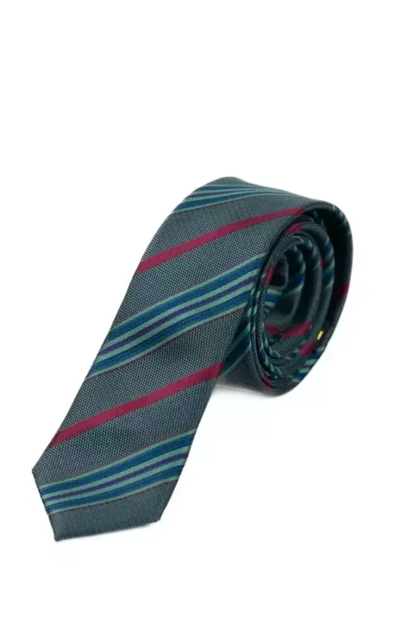 Краватка зелена у смужку довжина 160 см, ширина 5 см