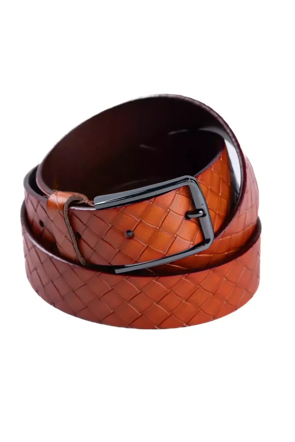 Ремінь коричневий в клітинку 105-130 см