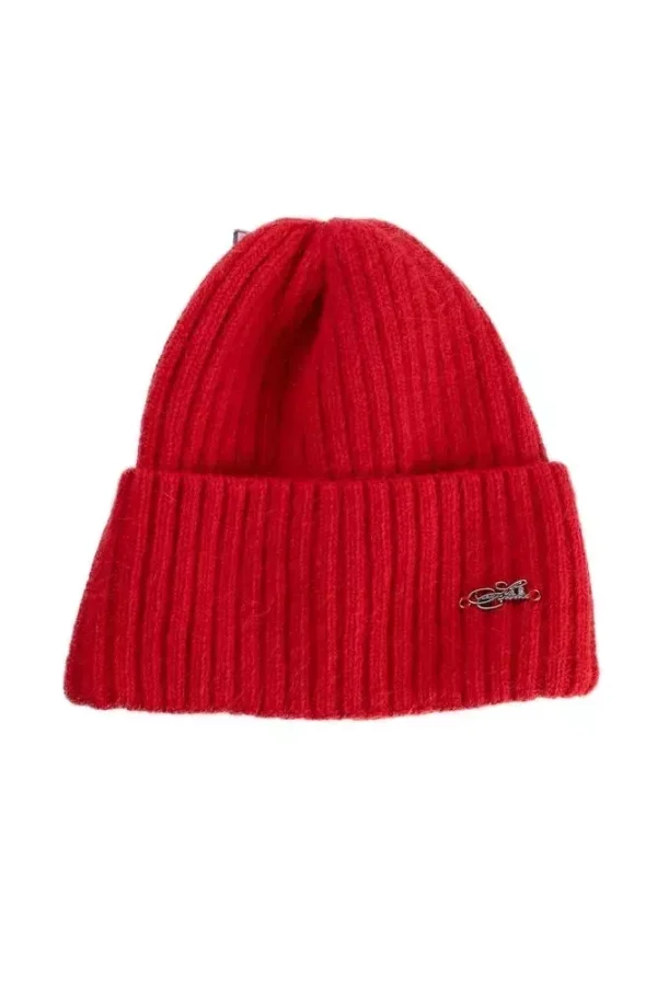 Шапка жіноча червона однотонна