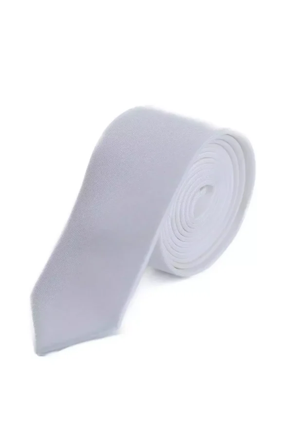 Краватка біла однотонна довжина 140 см, ширина 5 см