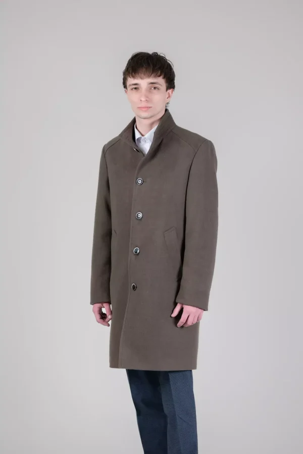Пальто чоловіче бежеве однотонне осінь-зима