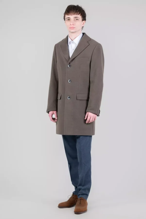 Пальто чоловіче бежеве однотонне осінь-зима
