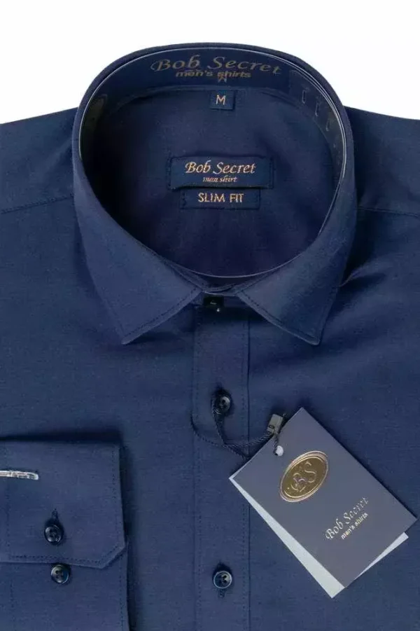 Сорочка чоловіча синя однотонна