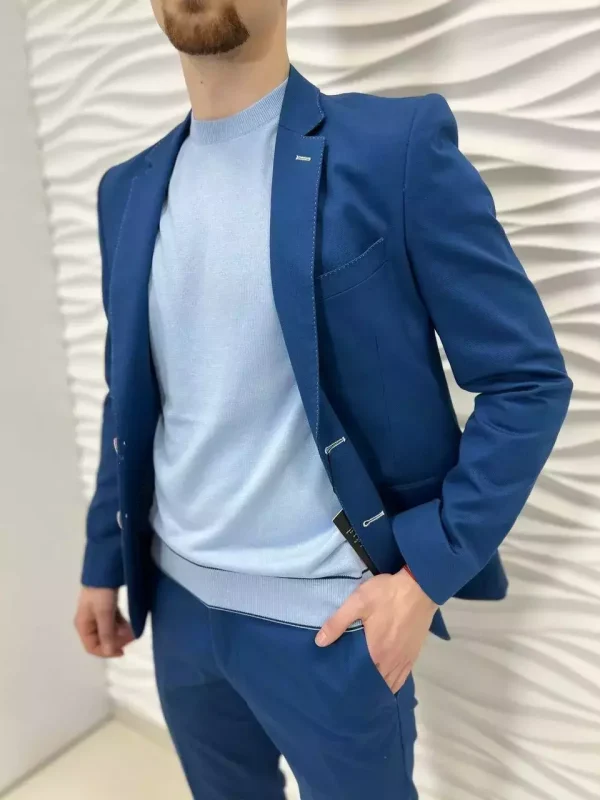 Піджак чоловічий синій однотонний з котону